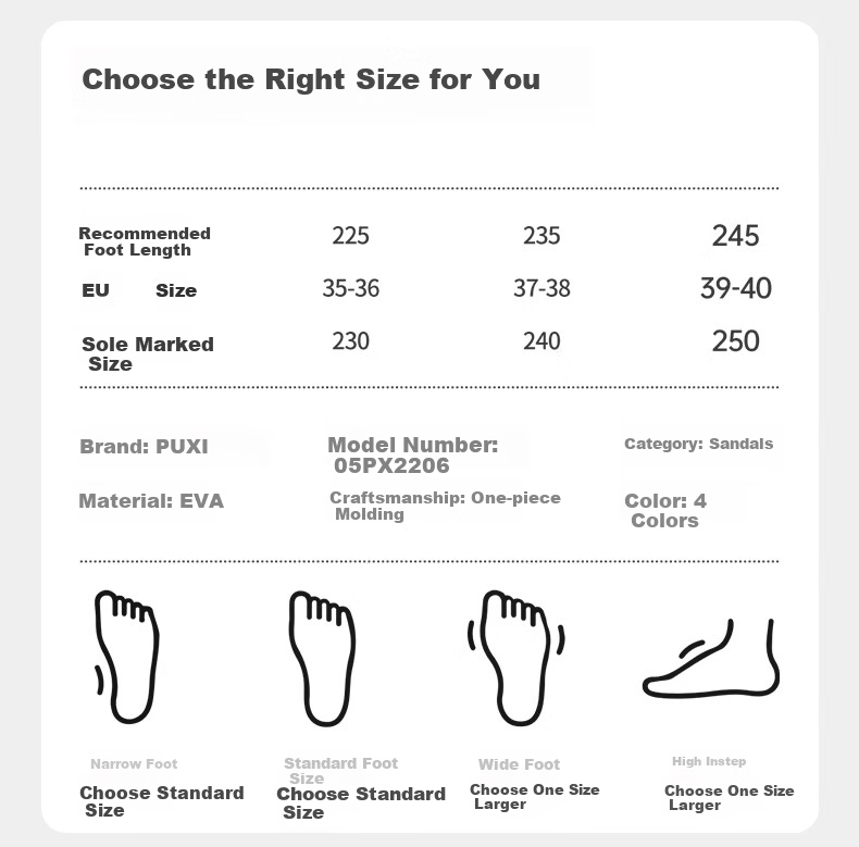 Puxi Women's Thick Sole Clog Outdoor Summer Height Increasing EVA Soft Slip-resistant Sandals Khaki Size 35-36 5