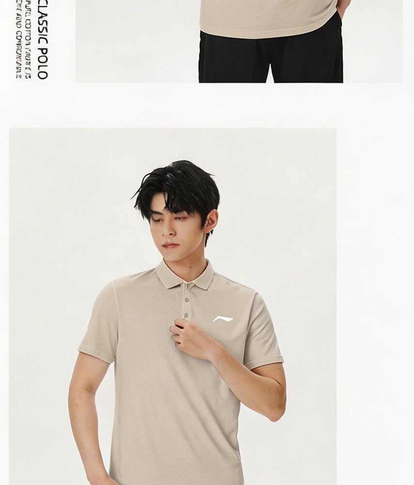 LI-NING Men's Polo Shirt Short Sleeve 2026 Summer New Cotton Breathable High-End Men's T-Shirt Sportswear 17