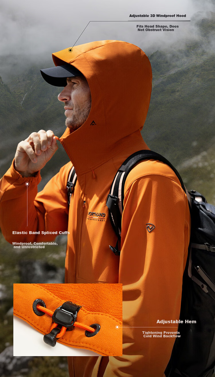 NORTHLAND Gangren 3.0 LT Men's Lightweight Softshell Jacket 2026 Spring Summer Outdoor Mountaineering Hiking Durable Stretch Thin Coat 9