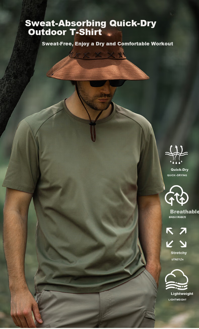 Free Soldier Lingyi Crew Neck Quick-Dry T-Shirt Spring Summer Outdoor Sports Running Fitness Breathable Moisture-Wicking Short Sleeve Gray 3XL 1