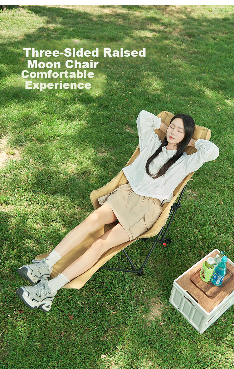 HUWAIREN Outdoor Folding Recliner Portable Adjustable Camping Chair Picnic Moon Chair Office Nap Chair 5