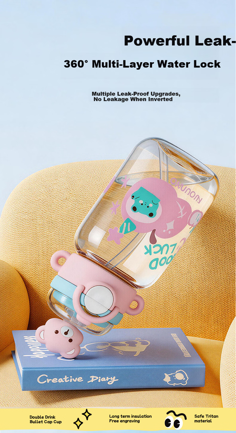 FGA Fugang Children's PPSU Straw Cup Student Summer Plastic Water Bottle Unisex Dual-Use Large Capacity Sports Water Bottle 7