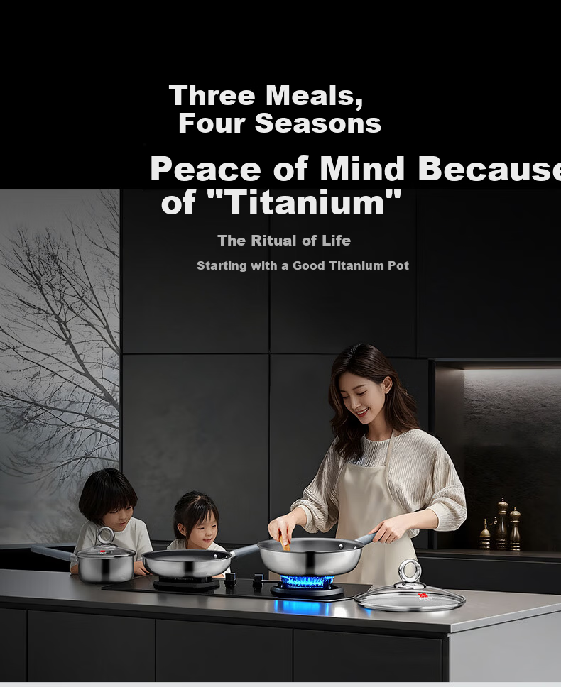 Sanhe 0 Coating 99 Titanium Non-Stick Frying Pan with Lid 26cm Universal Stove LJ26S17 + Bamboo Chopsticks 14