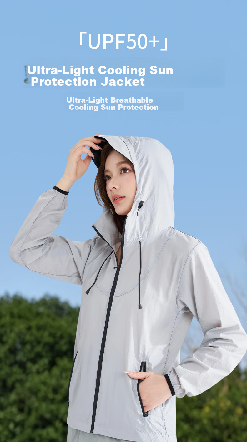 LangSha Women's Summer Ice Silk Cooling Sunscreen UV Protection Ultra-Light Breathable Quick-Dry Outdoor Cycling Skin Jacket 1