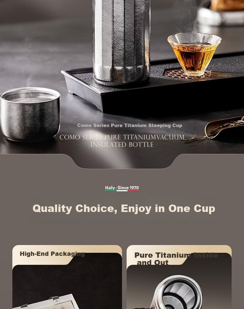 Alluflon Pure Titanium Insulated Tea Infuser Cup with Tea Separation Business Gift Titanium Cup Ice Flower Blue 2