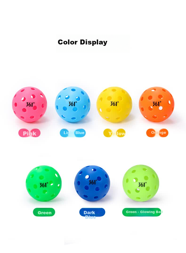 361° Pickleball Set High-Elastic Integrated Balls Outdoor Professional Competition Balls 4 Regular Balls + 2 Glow Balls 9