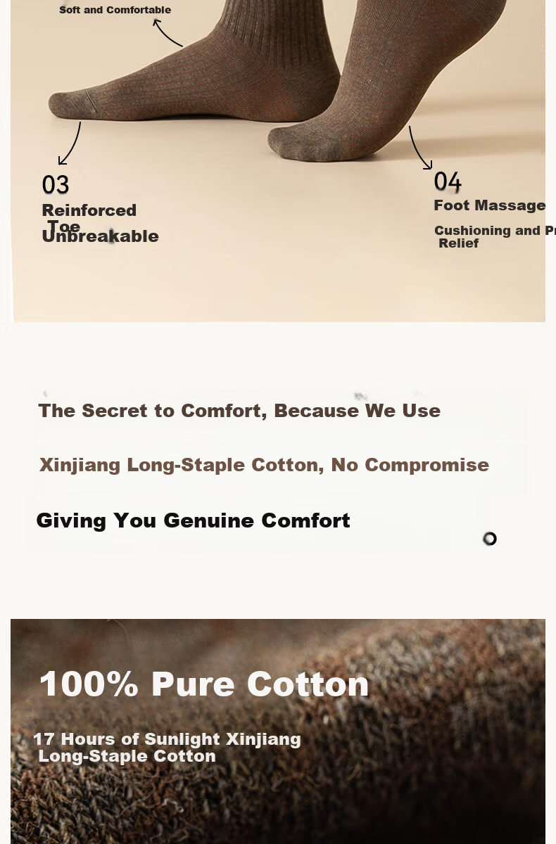 LangSha Men's Pure Cotton Anti-Odor Socks Sweat-Absorbing Breathable Antibacterial Durable Mid-Calf Socks Autumn Winter Warm Business Versatile Socks 4