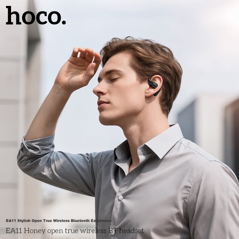 HOCO. True Wireless Bluetooth Earphones [Open-Ear, Non-In-Ear, Hanging Design] Compatible with Apple, Huawei, Android [Black] EA11 V5.4 1