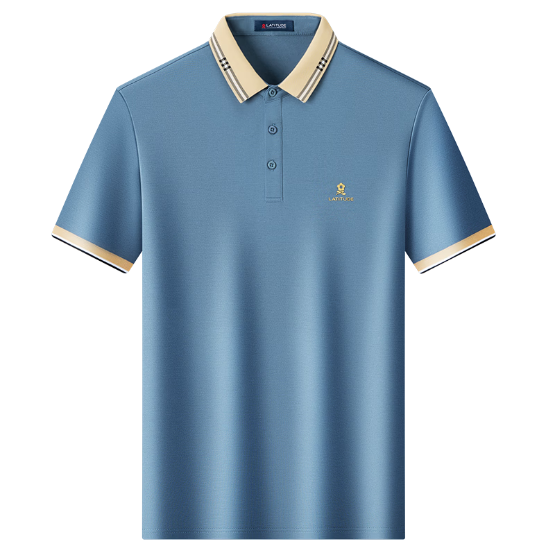 MONTAGUT Polo Shirt Short Sleeve for Men, Summer High-End Collared Cool Silk Breathable T-Shirt Half Sleeve, Misty Blue, 3XL/56