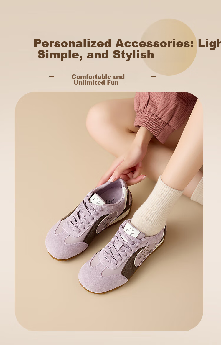 Zhuoshini Casual Purple Puppy 2026 New Women's Height Increasing Trainer Versatile Sports Casual Shoes Gray Purple Size 37 3