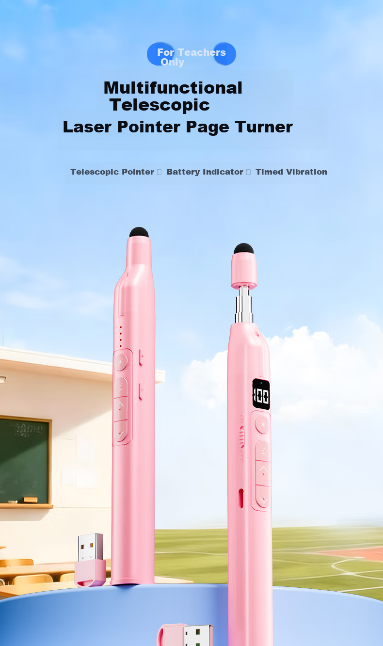 ULT-unite Laser Pointer Presentation Remote Teacher Multifunctional Telescopic Teaching Pointer Compatible with Seewo Whiteboard PPT Touch Writing Pen Wireless Remote Multimedia Hot Selling Model 1