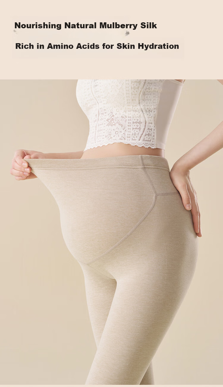 Urban Beauty High-Waist Maternity Thermal Pants with Cashmere and Silk, Tummy Control, German Velvet Heat Retention, Women's Thermal Pants Black XL 13