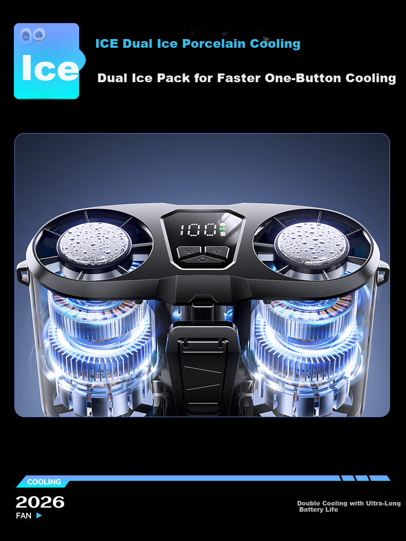 AUX [Dual-Head Semiconductor Cooling] Waist Fan, Cooling for Delivery Riders And Construction Workers, High-Power, Long Battery Life, Temperature Reduction Device, Rechargeable, Portable, Personal Outdoor Air Conditioner 5