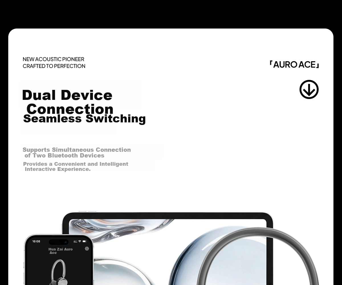 Edifier Auro Ace Over-Ear Wireless Bluetooth Headphones Trendy Screen Fashion Earphones Bluetooth 6.0 Wired and Bluetooth Dual-Mode Connection Compatible with Apple Huawei Xiaomi Obsidian Black 32