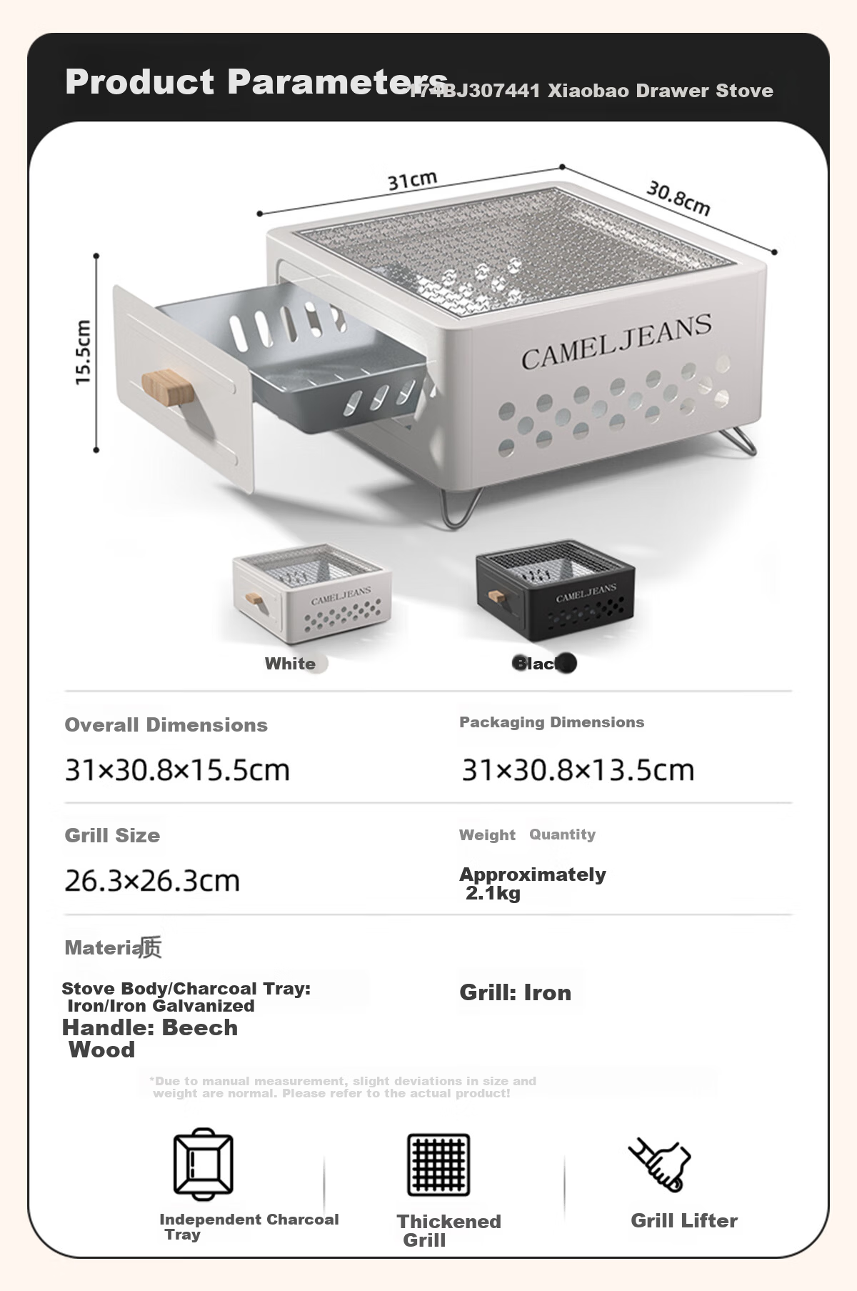 CAMELJEANS Home Barbecue Grill Fire Stove Set Indoor Barbecue Table 174BJ30745 White 23