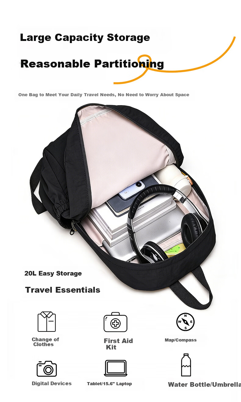 361° Men's Outdoor Travel Backpack Ultra Lightweight Foldable Large Capacity Water-Resistant Double Shoulder School Bag for Women 9