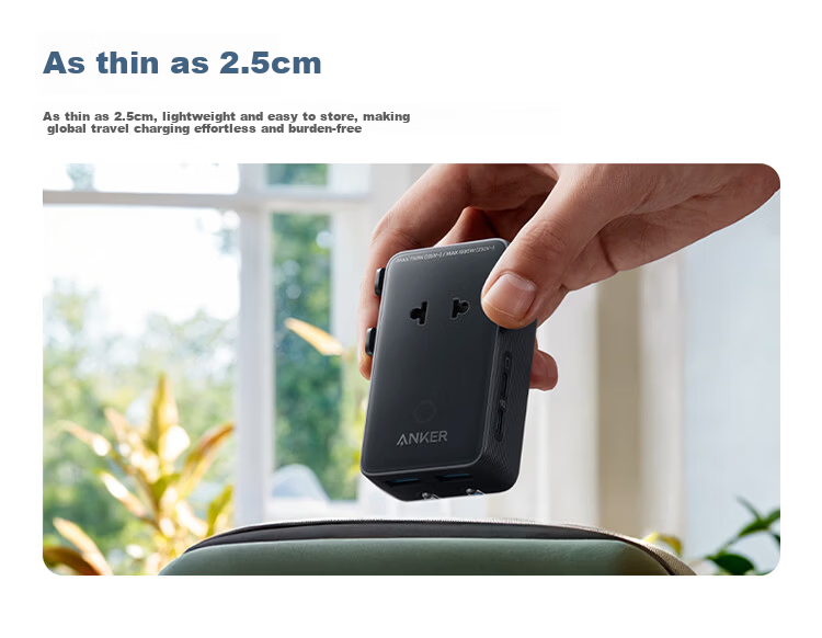 ANKER Multi-Country Travel Adapter UK EU US AU Universal Worldwide Power Socket Charger Black 7