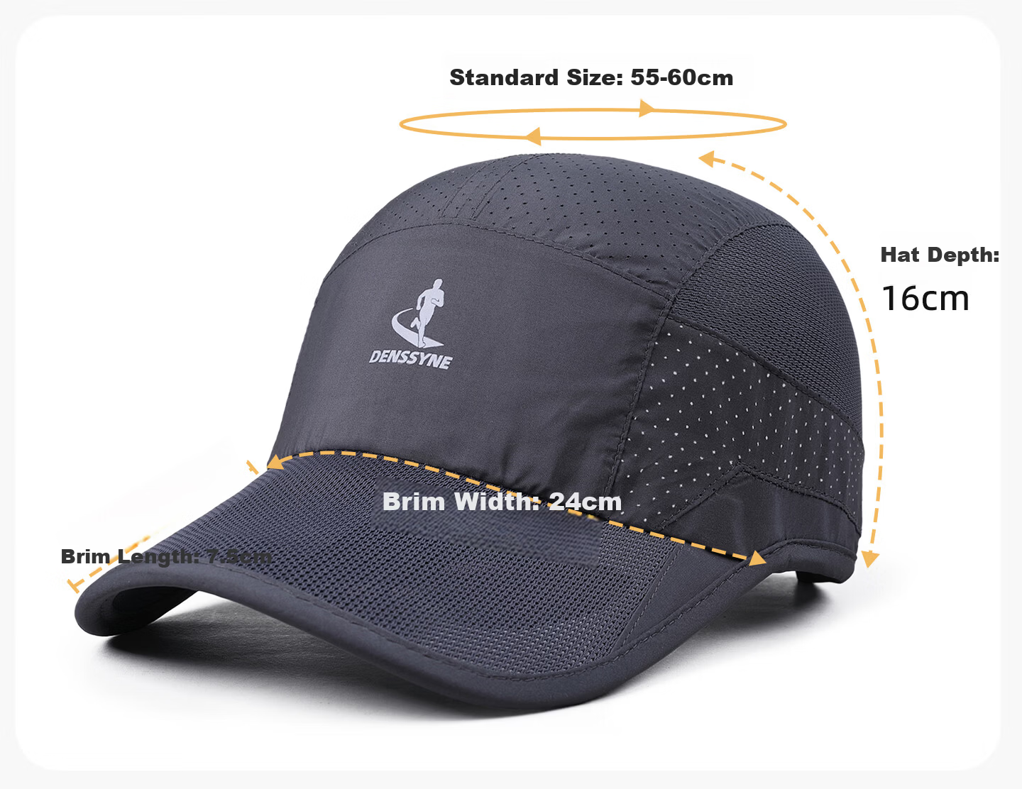 Denssyne Men's Running Cap Summer Quick-Dry Lightweight Breathable Outdoor Sports Sun Protection Baseball Hat 17
