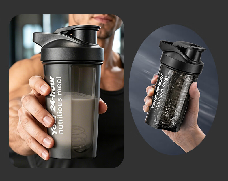 Baijie Protein Powder Shaker Bottle with Measurement Scale Large Capacity Fitness Sports Water Cup Creatine Mixing Cup for Men and Women 8