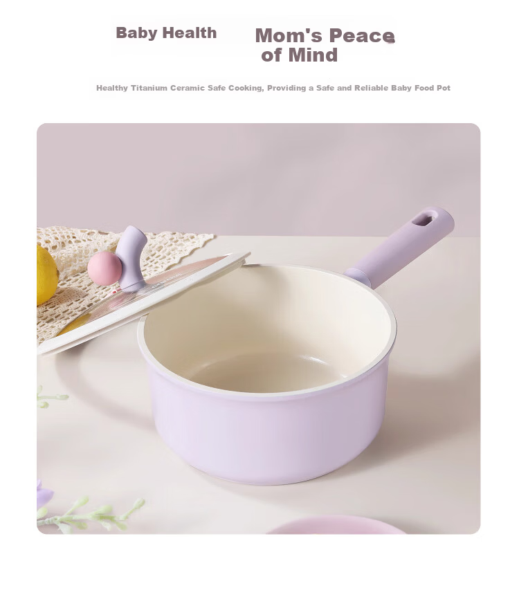 Carrot Baby Food Steamer and Cooker Pot 18cm Titanium Ceramic Non-Stick Small Soup Pot for Home and Instant Noodles 6