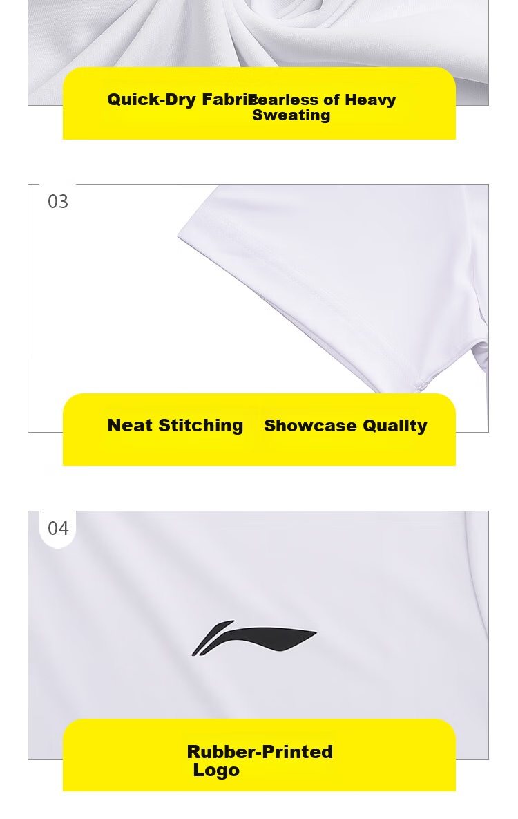 LI-NING Men's Summer Quick-Dry Short Sleeve T-Shirt Unisex Round Neck Sports Sweat-Absorbing Running Fitness Loose Breathable Shirt 10