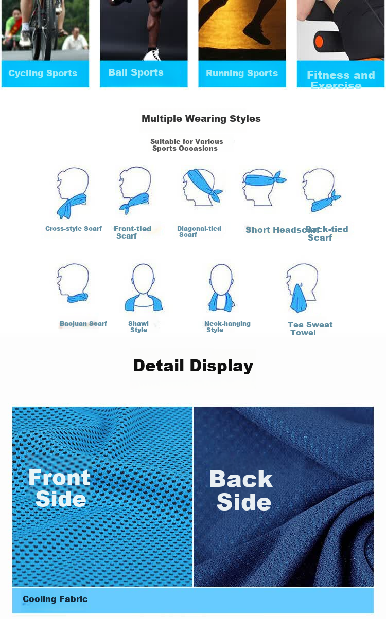 Jiajialin Cooling Sports Towel Gym Sweat-Absorbent Ice Towel Quick-Dry Cooling Towel for Men and Women Blue 5