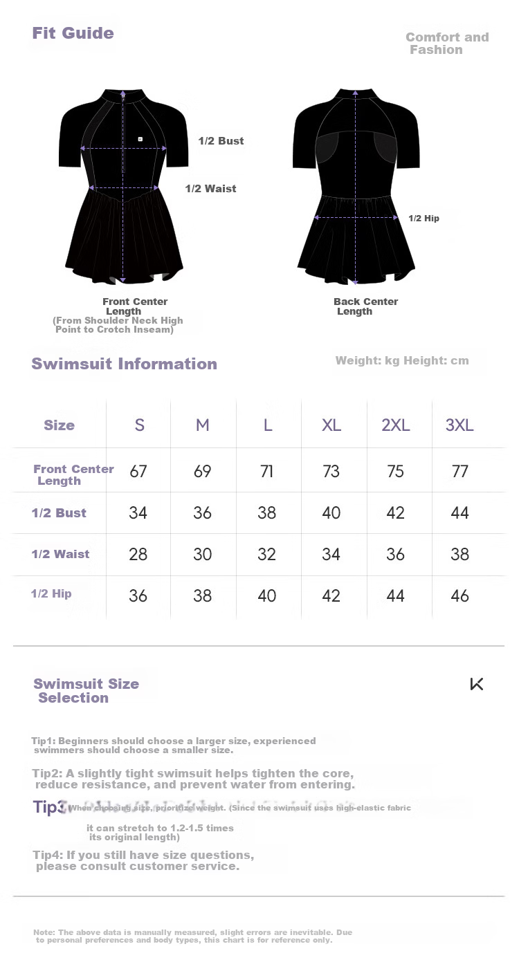 Keep Women's One-Piece Skirted Professional Swimwear Conservative Plus Size Quick-Dry Spa Swimsuit 771 Black M 10