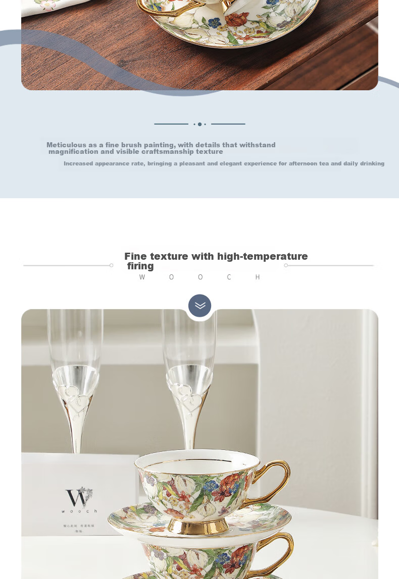 WOOCH Midsummer Garden Series Coffee Cup and Saucer Gift Set High-Value Couple Cups Wedding Birthday Housewarming Gift 4