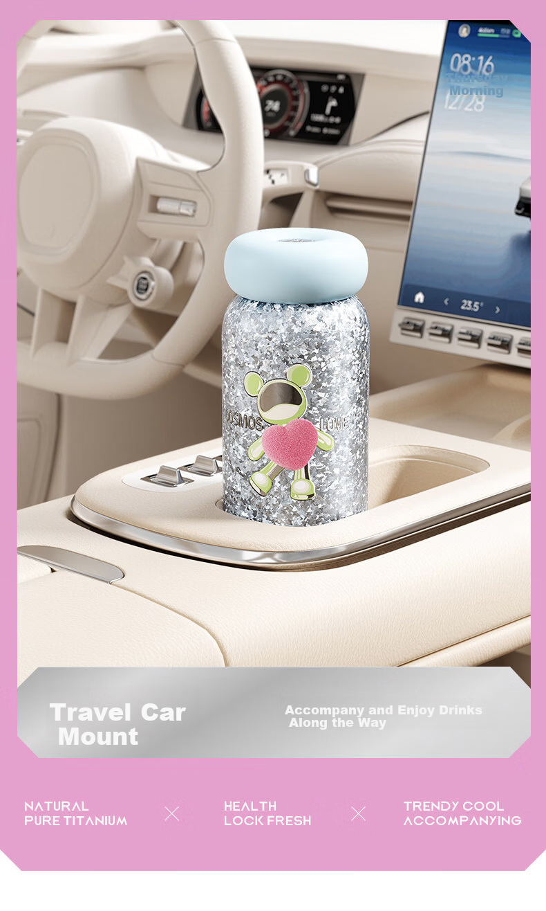 Cille Titanium Insulated Mini Water Bottle for Men and Women, Pure Titanium Inner and Outer, Office Travel Car Use, Stylish High-Value Holiday Gift 11
