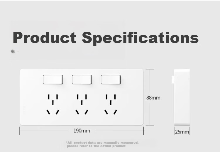 AUX Extension Power Strip with Cord Multi-Functional Bedroom Wall Mount Expansion Socket Kitchen Power Outlet Gray 14