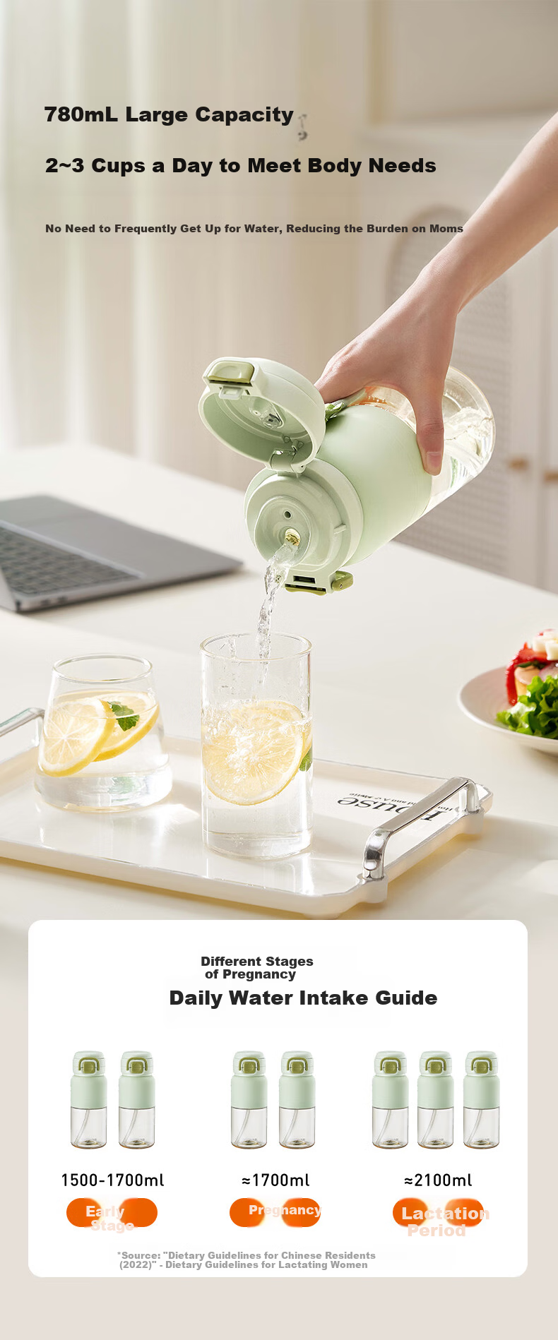 Joyoung Large Capacity Plastic Straw Cup Summer PPSU Water Bottle for Pregnant Women, Children, and Students High-Quality Water Bottle 7