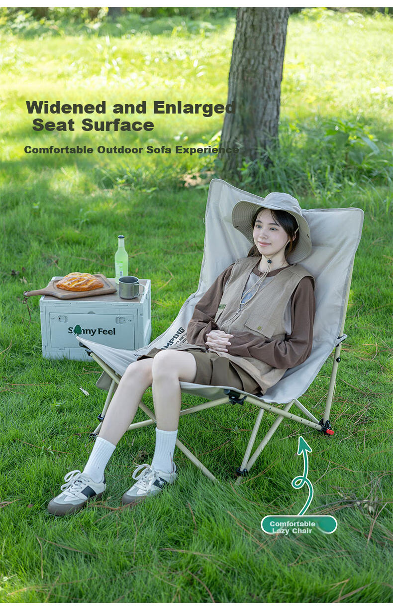 Shanfei Outdoor Folding Chair Picnic Camping Backrest Fishing Stool Balcony Beach Chair Zheyue Moon Chair - Obsidian Black 4