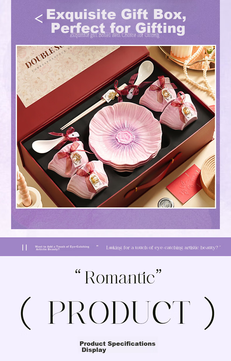 Modern Housewife Tableware Wedding Engagement Gift Set Bowls Plates Chopsticks Home Use 16