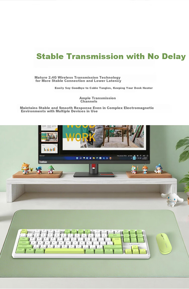 Lenovo Zhaoyang Yue 2.4G Wireless Keyboard 87-Key Compact Layout Mechanical Feel Business Office Portable Desktop Laptop Silent Keyboard Pink 8