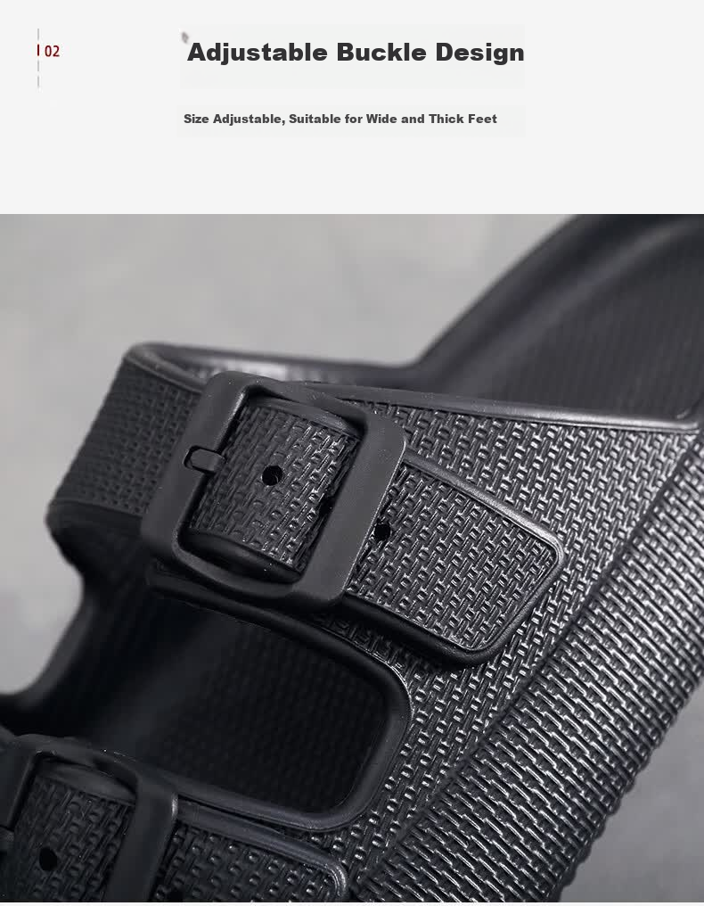 GUOLUOFEI Summer Men's Outdoor Thick Sole Slip-On Anti-Slip Beach Sandals Black Size 42-43 5