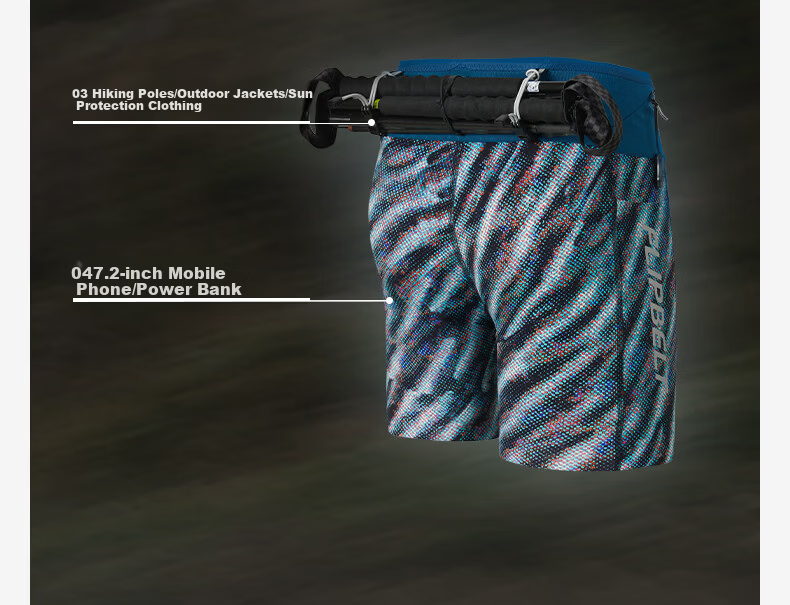 Feibit [Off-Road Kangaroo Pants 4.0] Men's Waist Bag Quick-Dry Pants Hiking Mountaineering Outdoor Training Clothes Flow Pattern XL 4
