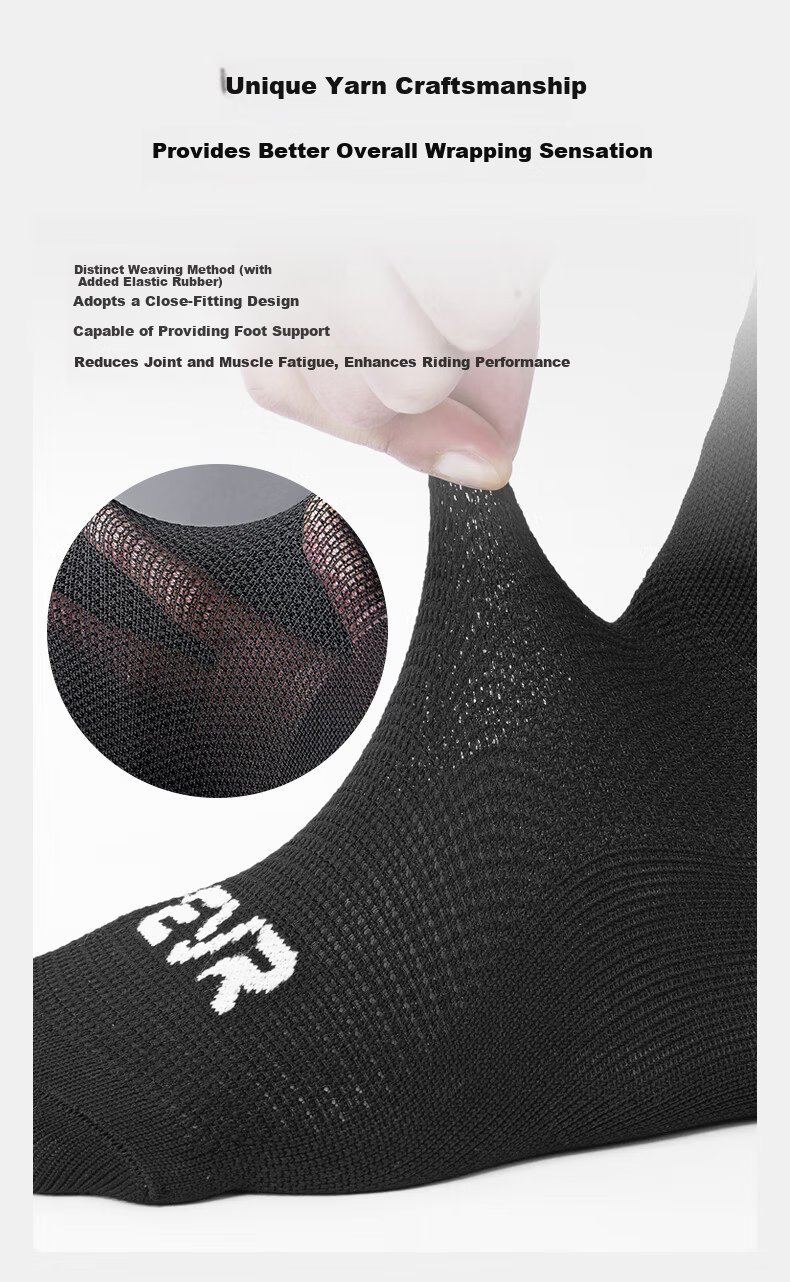 EVR All-Season Cycling Socks Unisex 7A Antibacterial Quick-Dry Breathable Sweat-Wicking L Black 4
