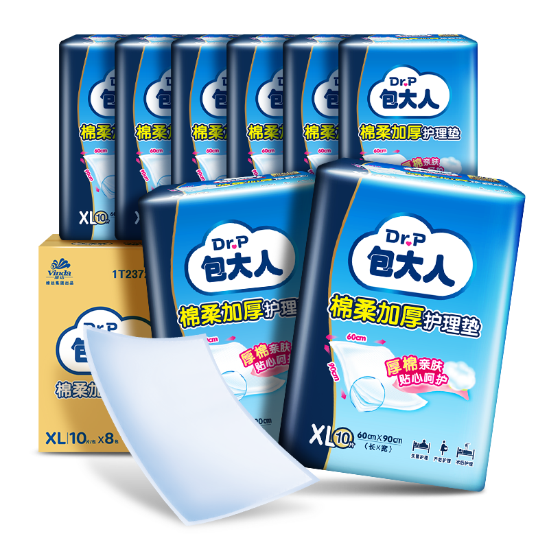 Dr.P Cotton Soft Thickened Nursing Pad XL 80 Pieces (Size: 60*90cm) Incontinence Pad for Infants, Postpartum Women, And Elderly