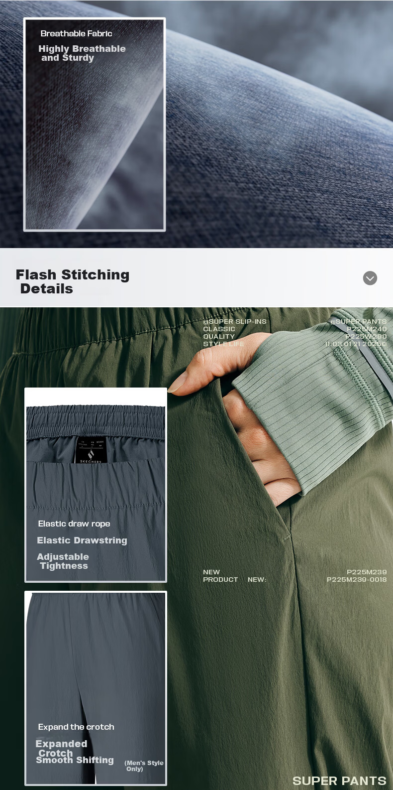 Skechers Flash-Dry Pants | Men's Loose Quick-Dry Moisture-Wicking Casual Sports Long Pants P226M281 6
