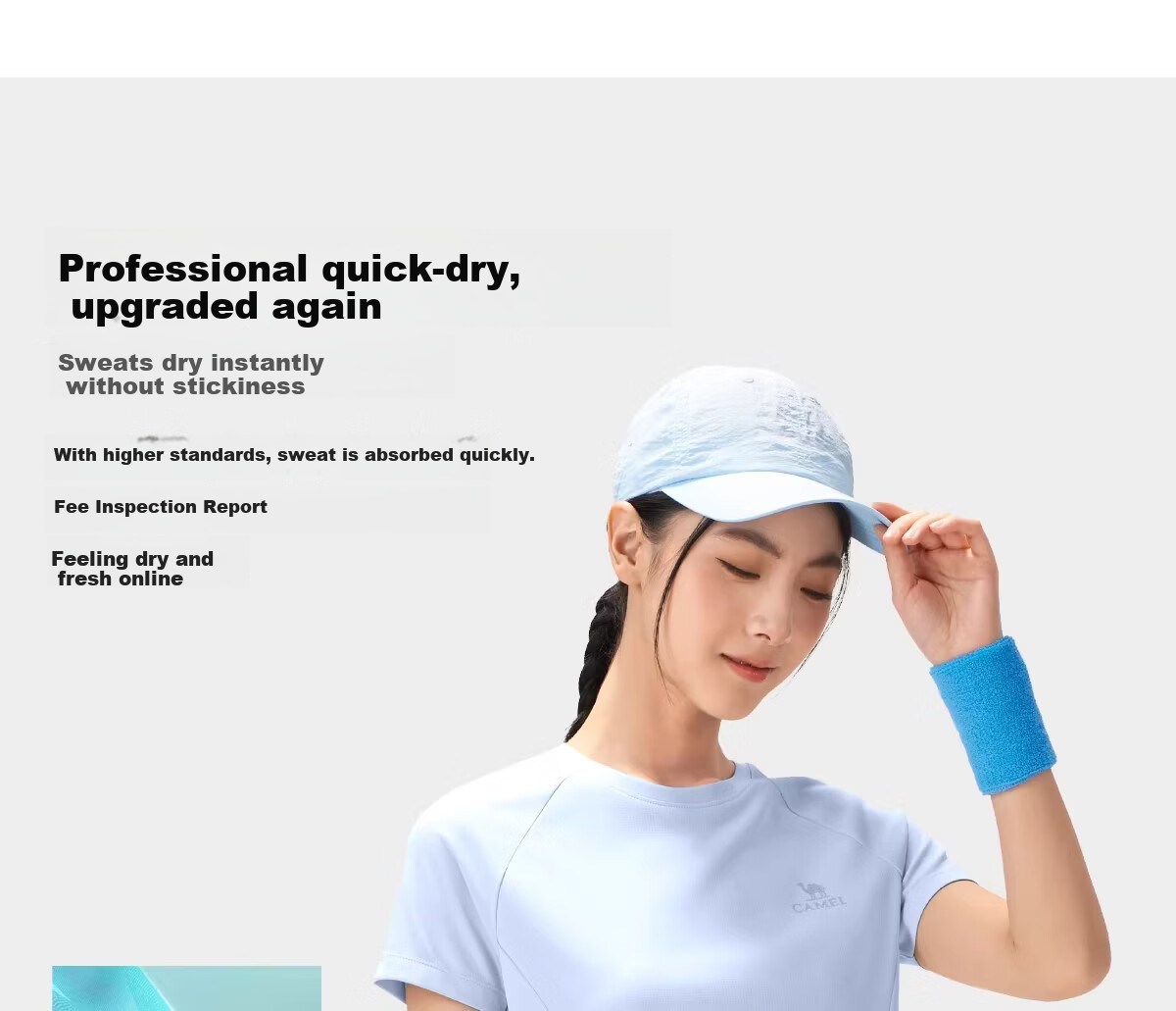 CAMEL [Toray Fabric] Outdoor Quick-Dry T-Shirt Women 2026 Spring Summer Short Sleeve Stretch Breathable Sweat-Absorbing Sports Top Men 8090 9