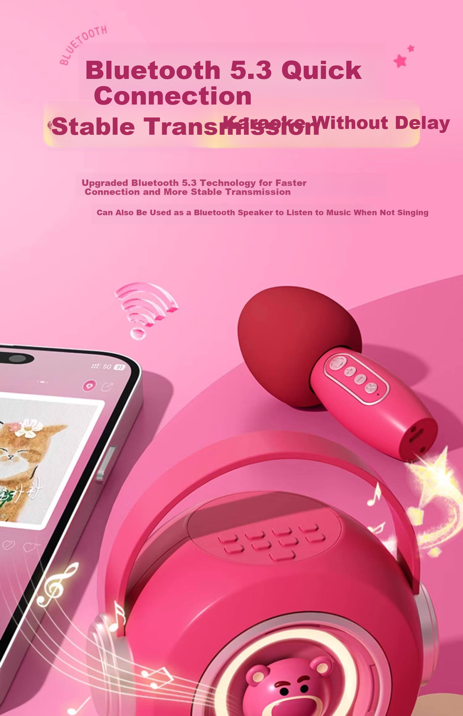Coolfire 61 Children's Day Gift for Girls High-End Disney Microphone Singing Speaker KTV All-in-One 2026 New Karaoke Birthday Gift for Ages 6-12 Practical 15