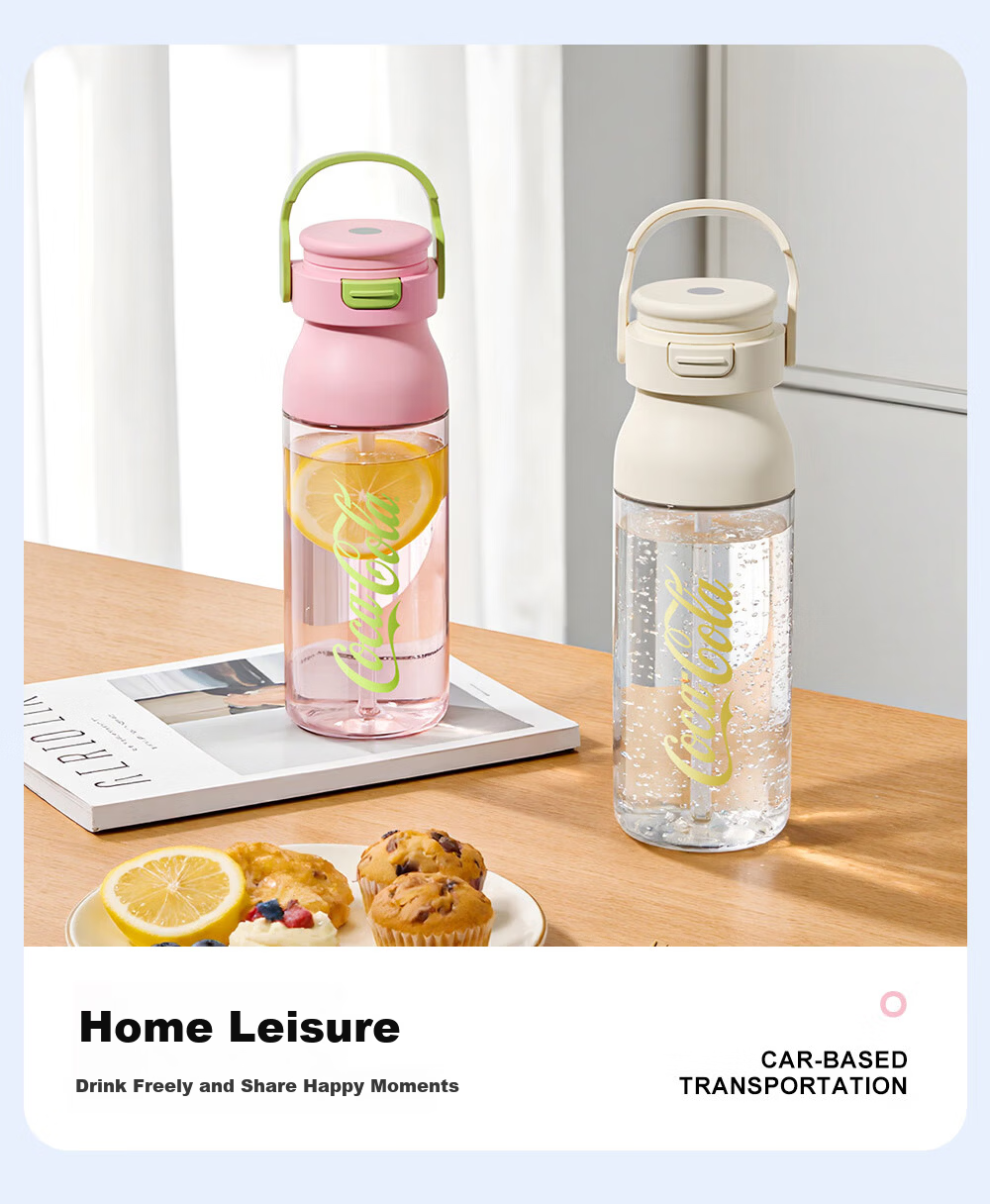 Germ Coca-Cola Summer Plastic Cup with Straw High Temperature Resistant Large Capacity Sports Water Bottle 730ML Snow White 13