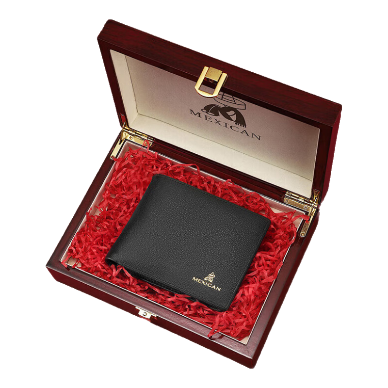 MEXICAN Men's Wallet, Genuine Top-Grain Leather, Card Holder, Bill Compartment, High-Quality Gift Box, Birthday Present for Men And Fathers