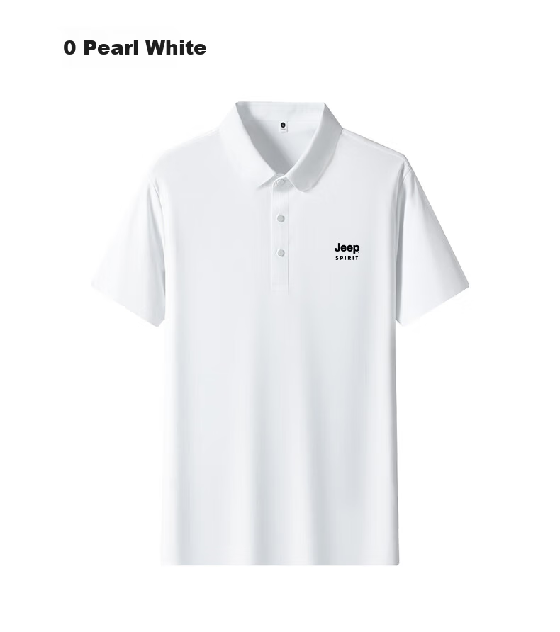 JEEP SPIRIT Men's Short Sleeve T-Shirt Summer Ice Silk Quick-Dry Polo Shirt Lightweight Breathable Casual T-Shirt Medium Gray 4XL 5
