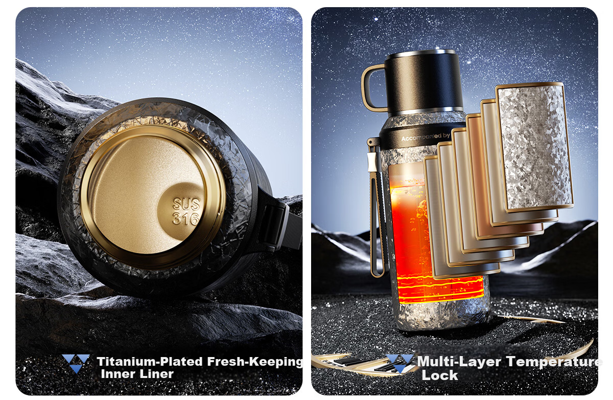 NRMEi Insulated Large Capacity Men's Tea Separation Titanium Coated Inner Liner Portable Car Office Water Bottle 1
