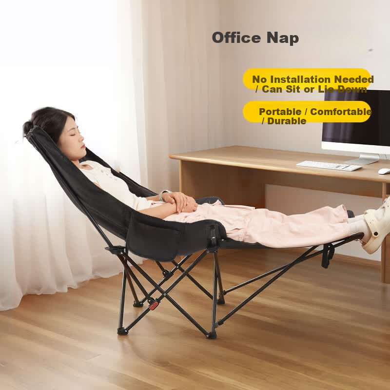 HUWAIREN Outdoor Folding Recliner Portable Adjustable Camping Chair Picnic Moon Chair Office Nap Chair