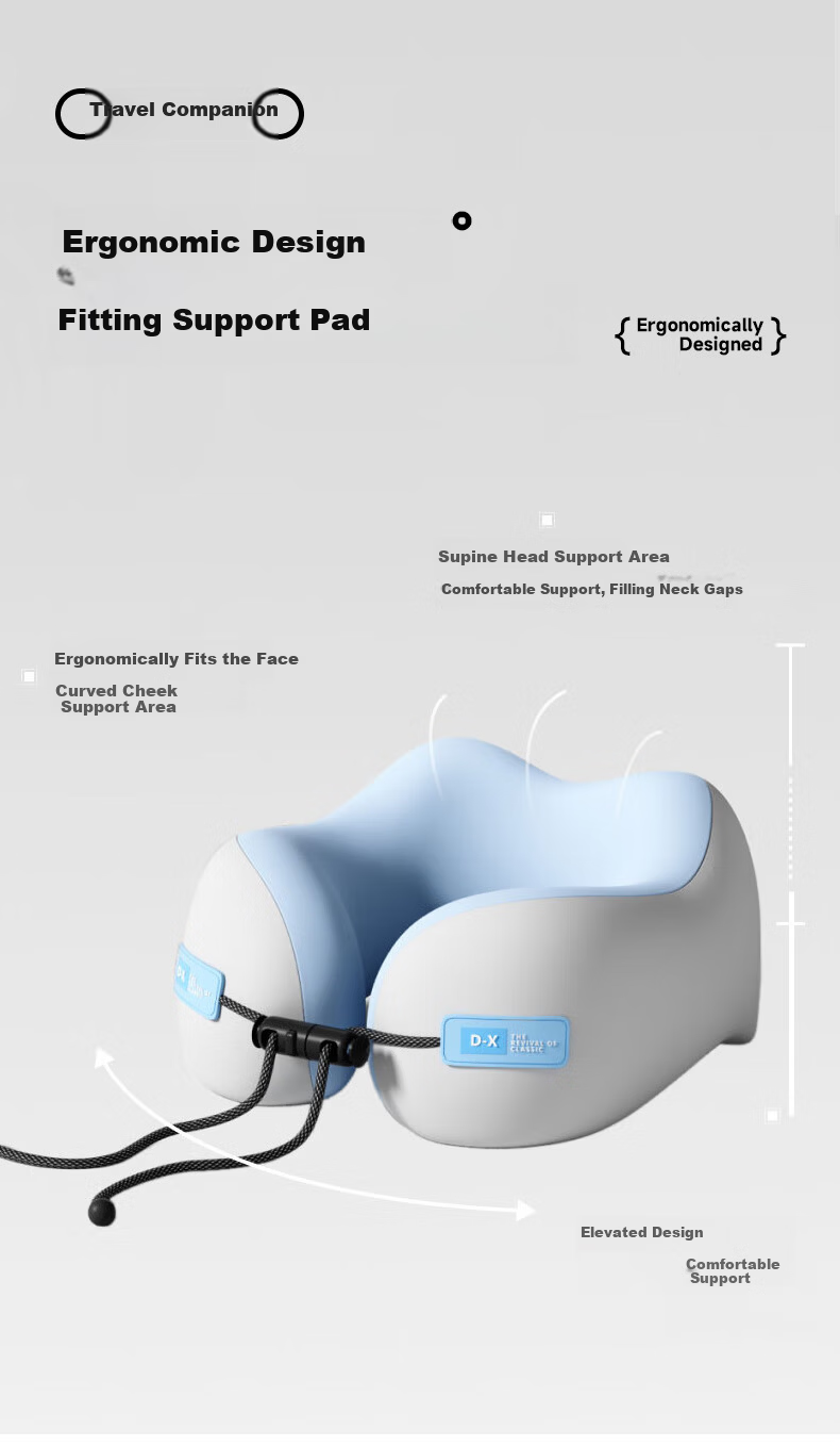 40,000 KM Memory Foam U-Shaped Neck Pillow Portable Foldable Travel Neck Pillow for High-Speed Rail, Airplane, Office, and Nap 6