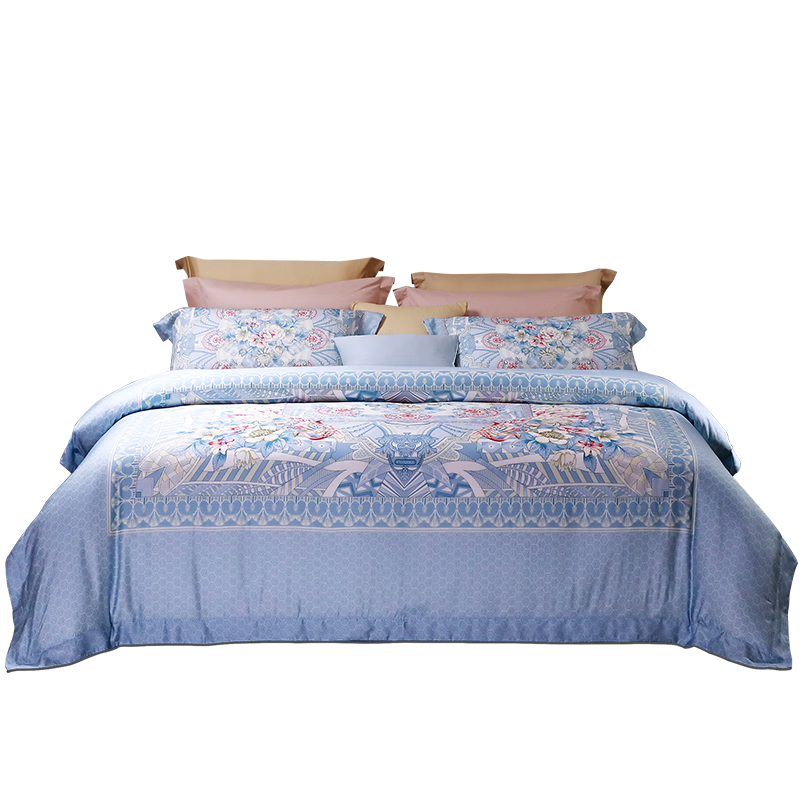 Fuanna Summer Tencel Four-Piece Set 100s Lyocell Single Width Digital High-End Bedding Sheet Quilt Cover Double/Single 203*229cm
