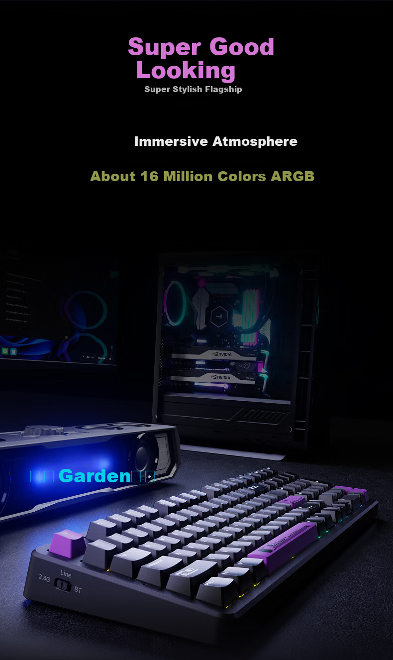 EWEADN X98 Custom Mechanical Keyboard Dual 8K Wired Wireless Bluetooth Tri-Mode Gaming Gasket Structure Hot-Swappable Full-Key Gaming Office PC Laptop Peripheral 12