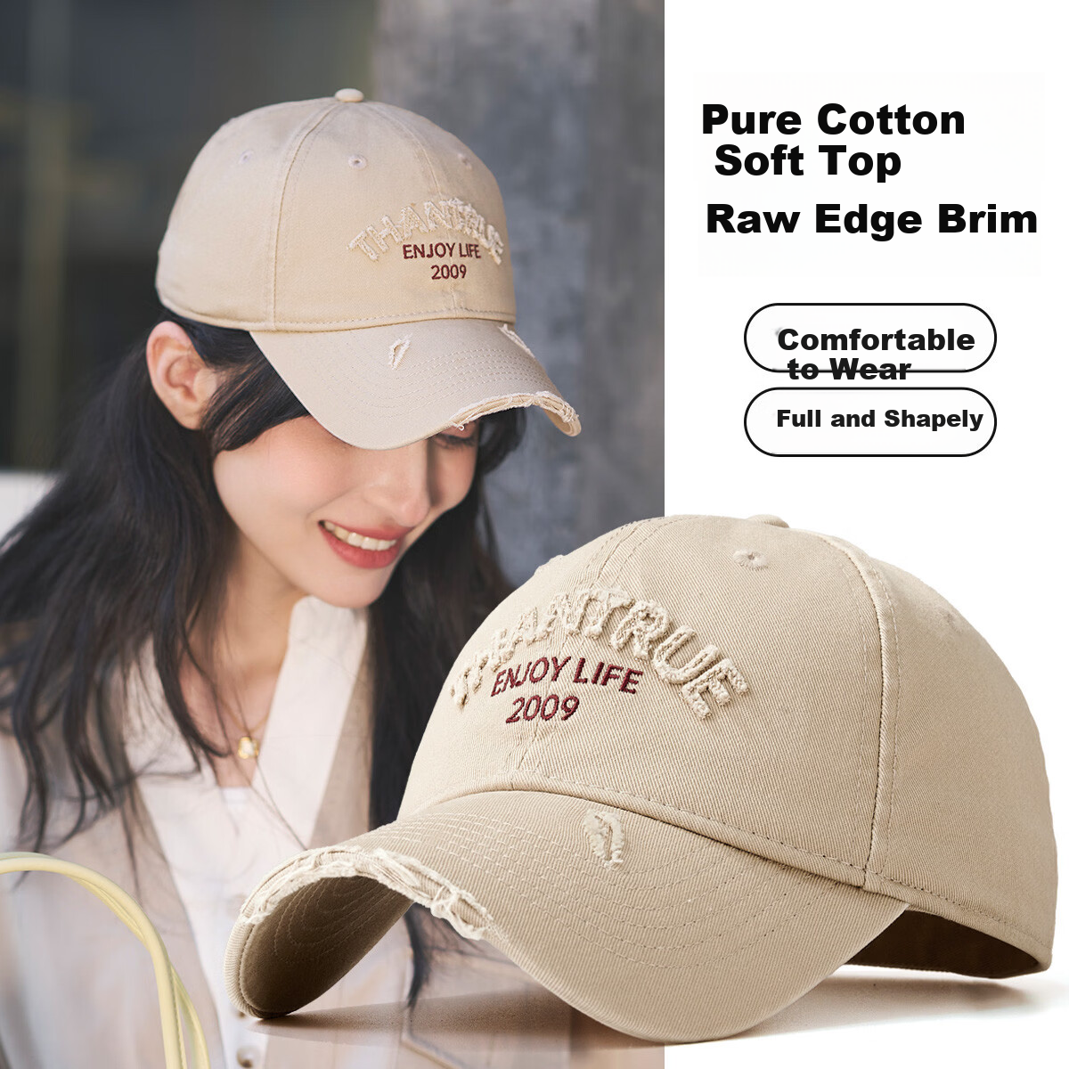 Zhenxiang Women's Baseball Cap Spring Autumn Fashion Embroidered Vintage Four-Season High-End Duckbill Hat Face-Slimming Y1029
